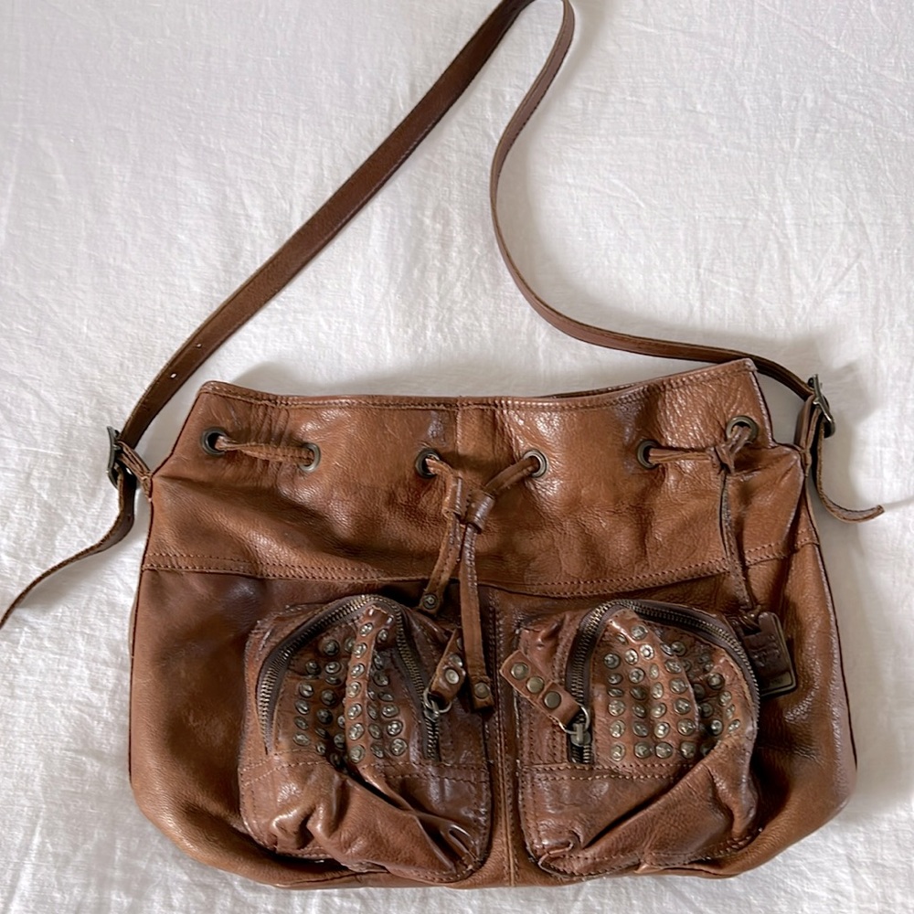Frye Cognac Leather Bucket Bag - great condition
